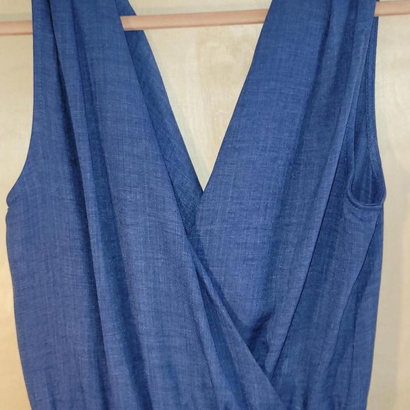 West Kei Blue V Neck Elastic Waist Shorts Romper Women Size S - Picture 7 of 10